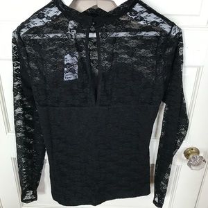 Black lace long sleeve top